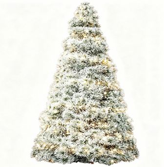 YIORTWO Pre Lit Artificial Christmas Tree with Warm Lights Hinged Holiday Tree