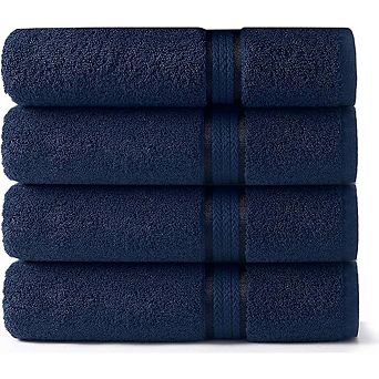100% Cotton Bath Towels, Ultra Soft, Highly Absorbent, 4-Pack