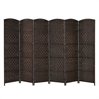 Costway 6-Panel Room Divider 6Ft Weave Fiber Folding Privacy Screen