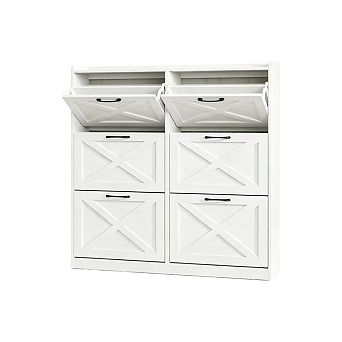 Vabches Narrow Shoe Cabinet, 6 Flip Drawers Entryway Shoe Organizer, Space Saving Freestanding Rack