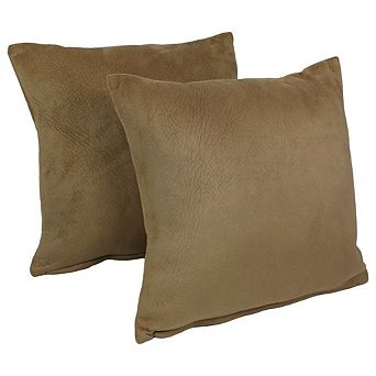 Blazing Needles Solid Faux Suede Square Throw Pillows (Set of 2)