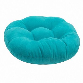 Blazing Needles Round Solid Micro Suede Tufted Footstool Cushion