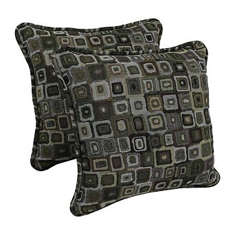 Blazing Needles Double-Corded Patterned Tapestry Square Throw Pillows with Inserts (Set of 2)
