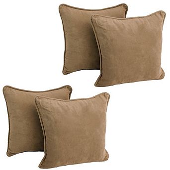 Blazing Needles Double-Corded Solid Microsuede Square Throw Pillows (Set of 4)