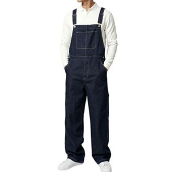 Men’s Loose‑Fit Denim Bib Overalls, Adjustable Straps Casual Work Jumpsuit Pants