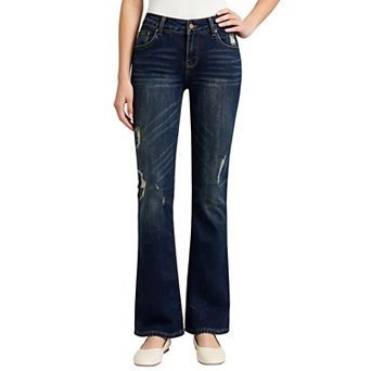 Women's Flared Denim Pants,Distressed Ripped Bell‑Bottom Jeans