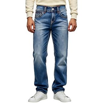 Men’s Embroidered Pocket Straight‑Leg Jeans, Vintage Washed Casual Denim Pants For Wear