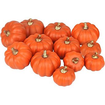 12 pc Assorted Artificial Foam Pumpkins for Fall Halloween Decor