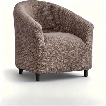 One‑Piece Curved Barrel Chair Slipcover, Stretch Tub Armchair Protector