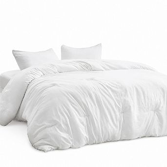 King Comforter Set White Prewashed Soft Bedding 3 pc Set 104x90 Inch with Pillowcases