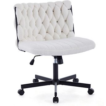Ergonomic Swivel Office Chair with Wheels - Wide Seat Armless Desk Chair