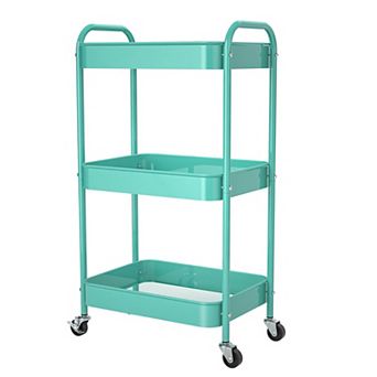 3 tier Rolling Metal Storage Cart With Wheels, Multifunctional Organizer For Kitchen And Bathroom