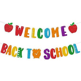 Pre-Strung Welcome Back to School Banner, Colorful First Day of School Decoration