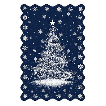 Star Christmas Tree Snowflake Scalloped Rug Washable Non Slip Soft Wavy Edge Carpet Home Decor