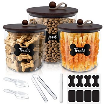 3 Pack Airtight Dog Food Storage Container with Lids 8x7 6x5 Pet Cat Scoops Labels Pen