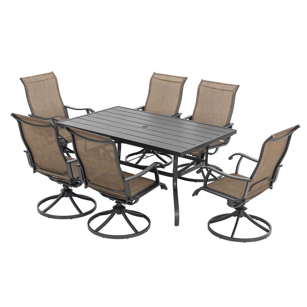 Patio Dining Set for 6 Patio Swivel Chairs Textilene with 1 Dining ...