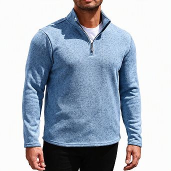 COOFANDY Men's 1/4 Zip Pullover Sweater Soft Knit Mock Neck Thermal Half Zip Casual Golf Hiking