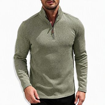 COOFANDY Men's 1/4 Zip Pullover Sweater Soft Knit Mock Neck Thermal Half Zip Casual Golf Hiking