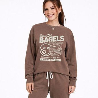 S.W.Smiley Bronx Deli Bagels - Women's Lightweight Garment Dyed Sweatshirt