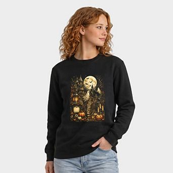 Halloween House and Moon - Women's Graphic Sweatshirt