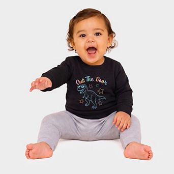 Out The Door Dinosaur Stars - Infant Crew Fleece Sweatshirt