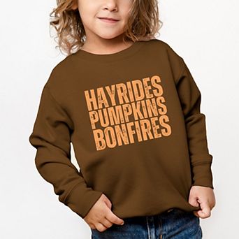 Hayrides Pumpkins Bonfires Distressed - Toddler Graphic Sweatshirt