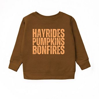 Hayrides Pumpkins Bonfires Distressed - Youth Graphic Sweatshirt