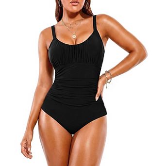 Women Tummy Control Ruched Swimwear 4 Way Stretch Bathing Suits