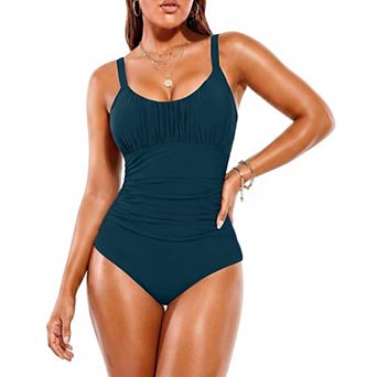 Women Tummy Control Ruched Swimwear 4 Way Stretch Bathing Suits