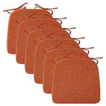 Set of 6 Dining Chair Cushions 2 Inch Thick Washable Non Slip D Shaped Seat Pads