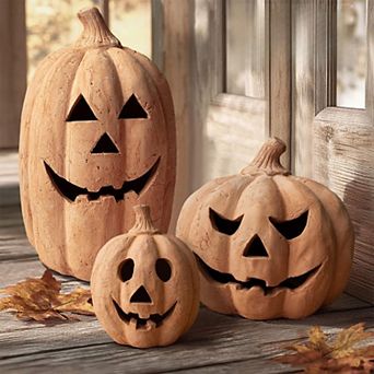 Handmade Terracotta Pumpkin Jack O Lantern Fall Festival Decoration For Indoor Outdoor Home Porch