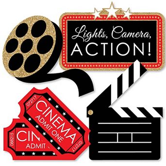 Big Dot Of Happiness Red Carpet Hollywood - Decor Diy Movie Night Party Essentials - 20 ct