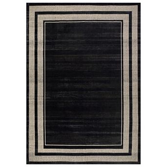 WRG Home Striped Border Machine Washable Indoor Area Rug