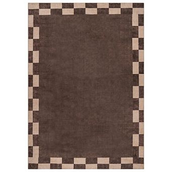 WRG Home Checkerboard Border Machine Washable Indoor Area Rug