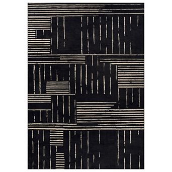 WRG Home Block Stripe Machine Washable Indoor Area Rug