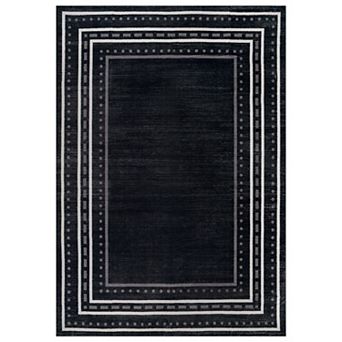 WRG Home Dotted Border Machine Washable Indoor Area Rug