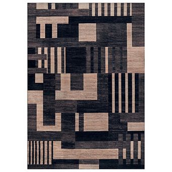 WRG Home Color Block Machine Washable Indoor Area Rug