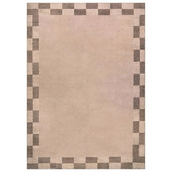 WRG Home Checkerboard Border Machine Washable Indoor Area Rug