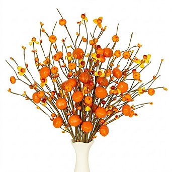 8-Pack Artificial Fall Stems, 17-Inch Picks with Mini Pumpkins