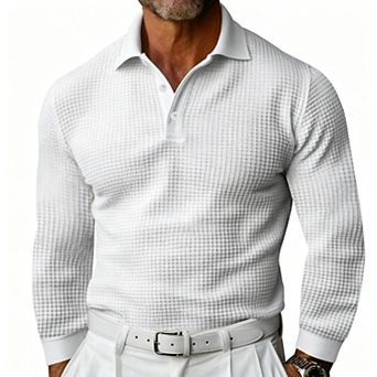 Men's Slim Fit Long Sleeve Polo Shirt
