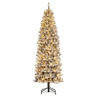 Skinny Xmas Trees Holiday Decoration, with LED Light and Metal Base