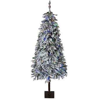7Ft Snow Flocked Xmas Tree with 688 PE Branch Tips