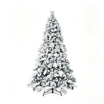 Prelit Snow Flocked Artificial Christmas Tree - Full Spruce, 150 Warm White LED