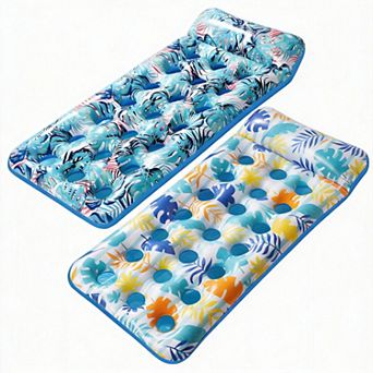 2 Pack Inflatable Pool Float Mat Adult Water Lounger Beach Raft