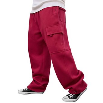 Men's Heavyweight Fleece Cargopants Lined Warm Pockets Streetwear