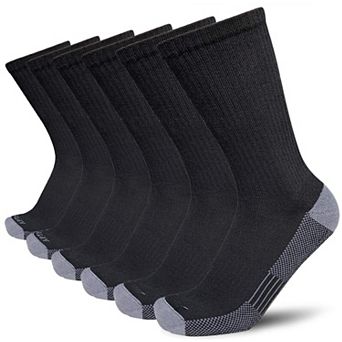 6 Pairs Men's Wicking Cushioned Crew Work Boot Socks 9-12