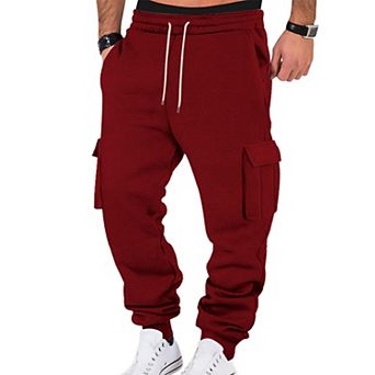 Mens Fleece Lined Cargo Joggers Slim Fit 5 Pockets