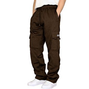 Men's Fleece Cargo Hiking Jogger Open Bottom