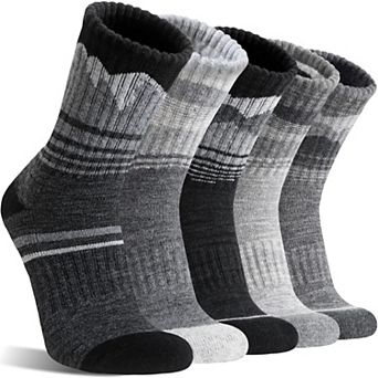 5 Pairs Merino Hiking Socks Thermal Crew Cushioned Sole Wicking Men