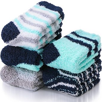 5 Pairs Fuzzy Winter Slipper Socks Warm Fluffy Cabin Sleep Men Women